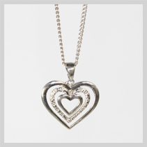 One Sterling Silver Heart Pendant on 18 Chain